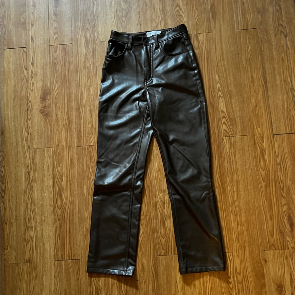 Curve Love Vegan Leather Ankle Straight Pant